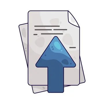 Document with upload arrow illustration Stock Illustration