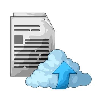 Document upload to cloud illustration Stock Illustration