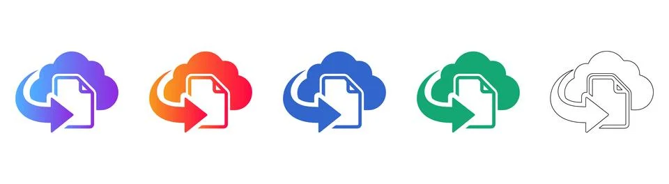 Document Upload to Cloud Service Icons イラスト素材