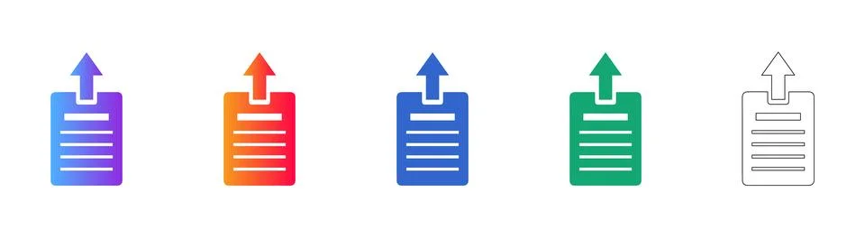 Document Upload Icons with Upward Arrow Stock Illustration