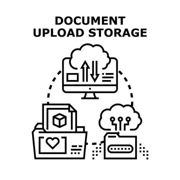 Document upload storage cloud computing concept 库存插图