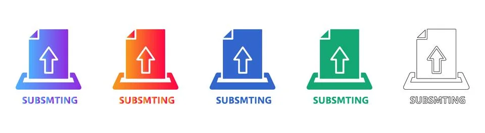 Document Upload Submission Interface Icons Stock Illustration