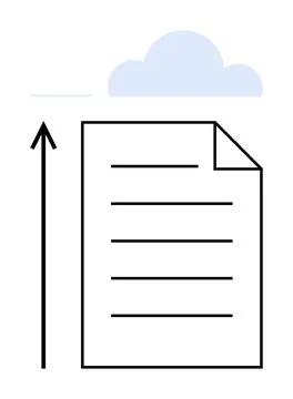 Document Upload Symbol Featuring Paper and Cloud Highlighting Data Transiti.. 스톡 일러스트