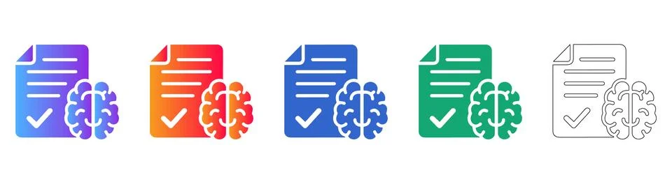 Document Validation and Brainstorming Icons Stock Illustration