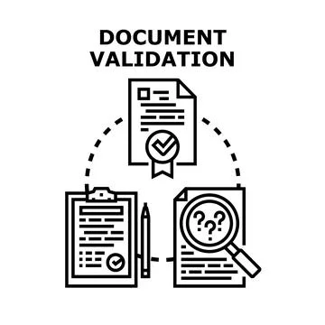 Document validation process checking and verification concept Stock Illustration
