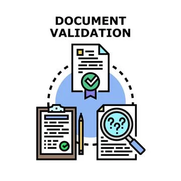 Document validation process checking and verification concept Stock Illustration
