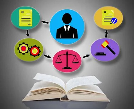 Document validation process concept above a book Stock Photos