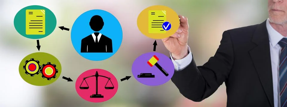 Document validation process concept drawn by a businessman Stock Photos