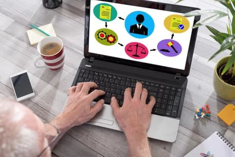 Document validation process concept on a laptop screen 库存照片