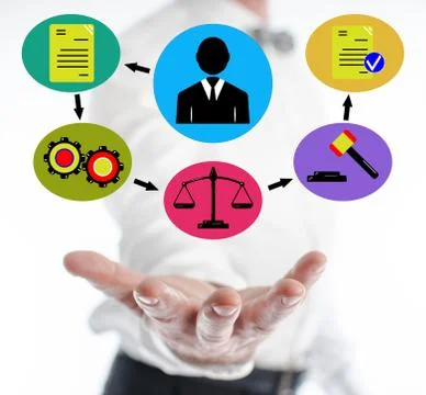 Document validation process concept levitating above a hand Stock Photos