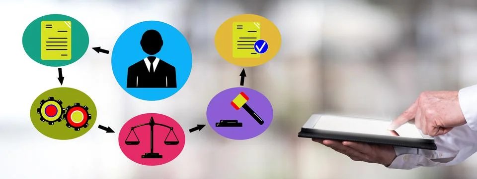 Document validation process concept with man using a tablet Foto stock