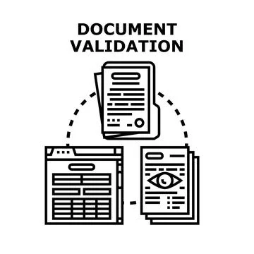 Document validation process, data verification and approval Stock Illustration