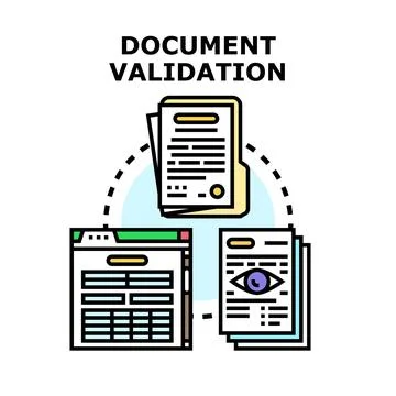 Document validation process, data verification and approval Stock Illustration