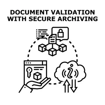 Document validation secure archiving data technology concept Stockillustratie