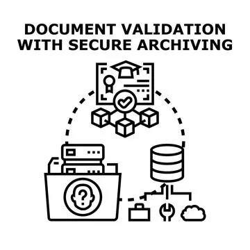 Document validation secure archiving system for digital data protection Illustrazione stock
