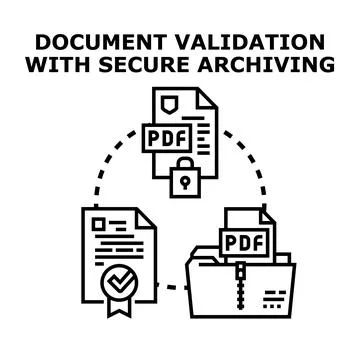 Document validation with secure digital archiving process Ilustración de archivo