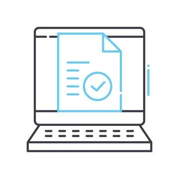 Document validity check line icon, outline symbol, vector illustration, concept Illustrazione stock