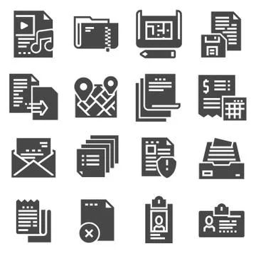 Document vector icons set on white background Ilustración de archivo