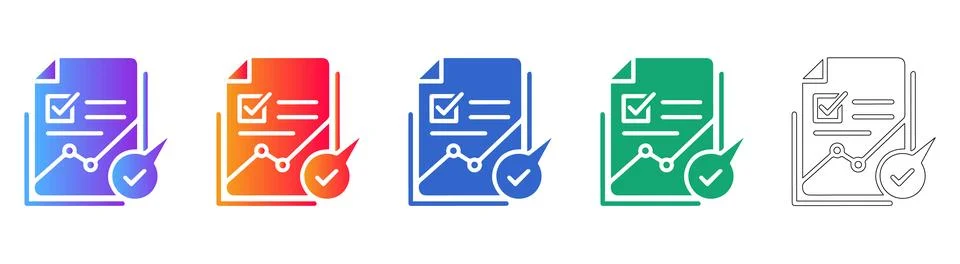 Document Verification and Analysis Icon Set Illustrazione stock