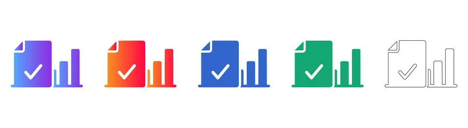 Document Verification and Analysis Icon Set 스톡 일러스트