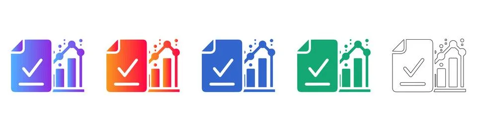 Document Verification and Analytics Icons Stock Illustration