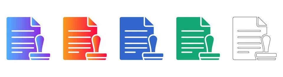 Document Verification and Approval Stamp Icons Иллюстрация