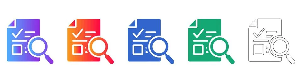 Document Verification and Audit Icons 库存插图