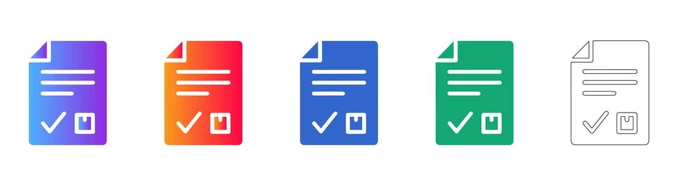 Document Verification and Checklist Icons Stock Illustration