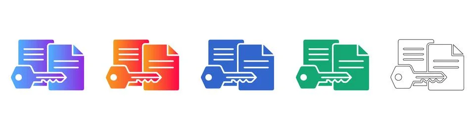Document Verification and Digital Asset Icons Stock Illustration