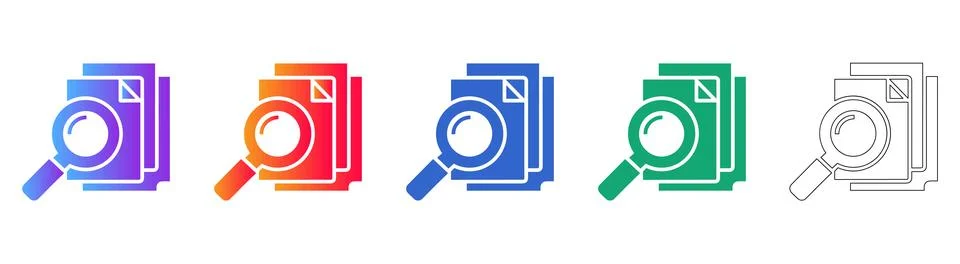 Document Verification and File Inspection Icons Stock Illustration
