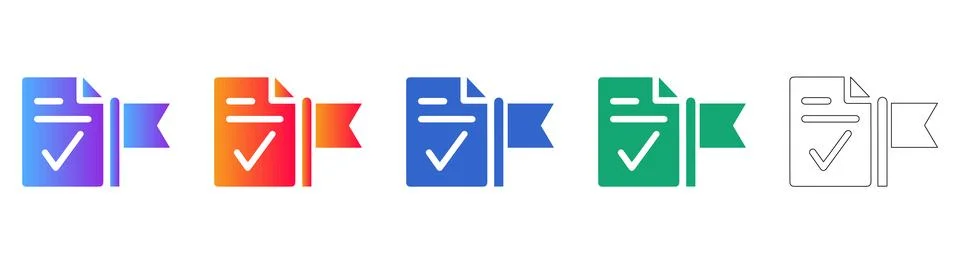 Document Verification and Flagged Approval Graphic 库存插图