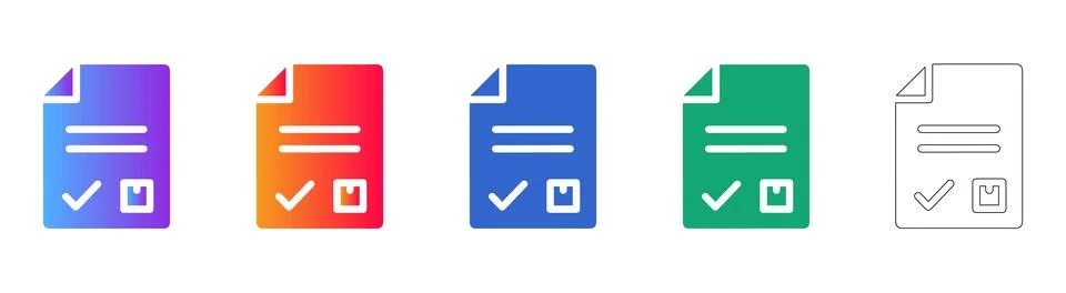 Document Verification and Order Icons Stock Illustration