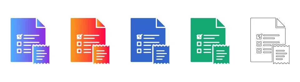 Document Verification and Receipt Icons Stock Illustration