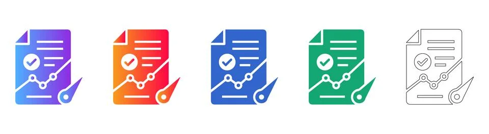 Document Verification and Speed Icons Stock Illustration