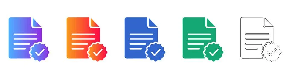 Document Verification Badge Icons Illustrazione stock