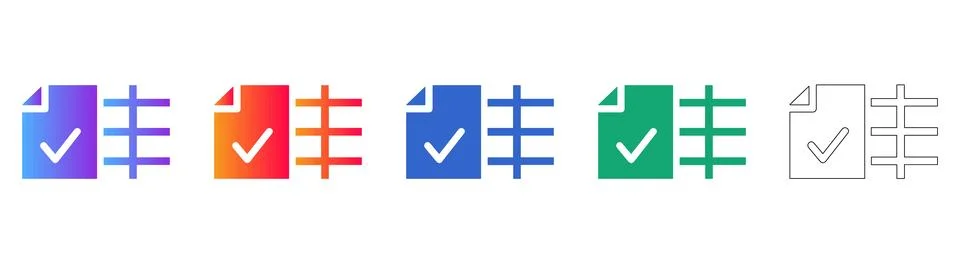 Document Verification Checklist Icons Illustration