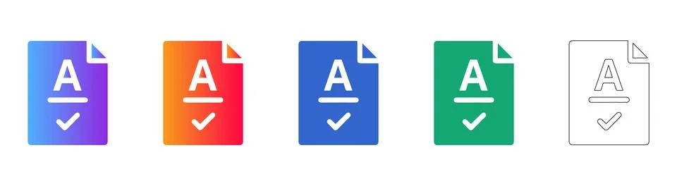 Document Verification Checkmark Icons 库存插图
