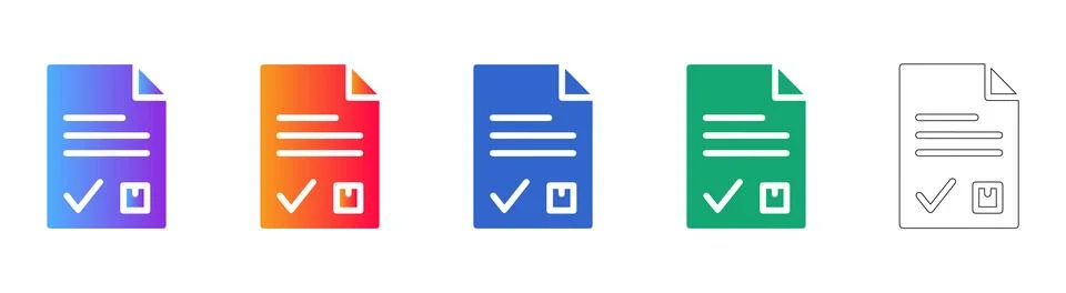 Document Verification Compliance Icons Stock Illustration
