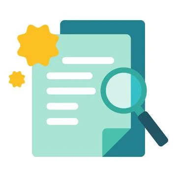 Document verification icon illustrating quality inspection, data analysis, file 스톡 일러스트