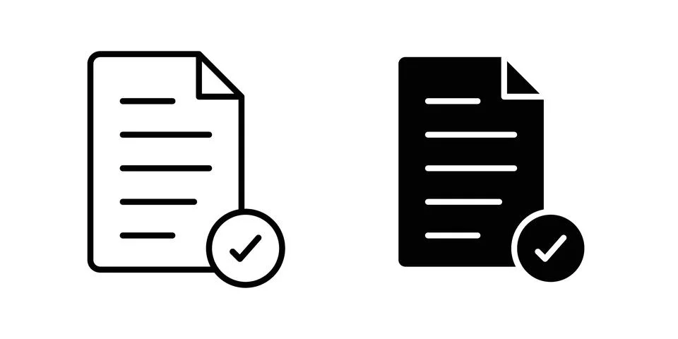 Document verification icon vector template set in black Stock Illustration