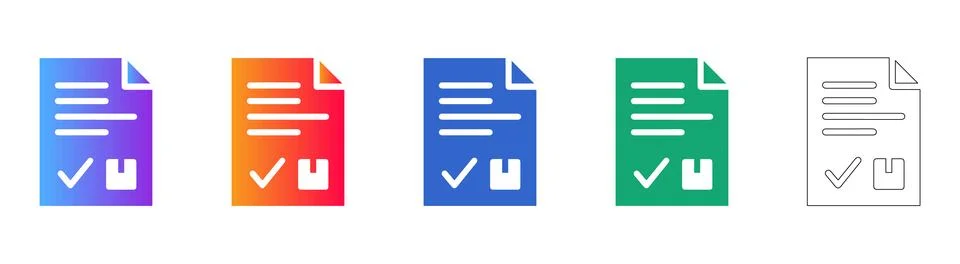 Document Verification Icons 스톡 일러스트