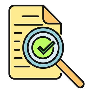 Document verification with magnifying glass and checkmark Stock Illustration