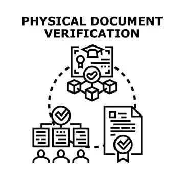 Document verification process with identity and certification checks Stock Illustration