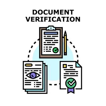 Document verification process presenting approval and validation concepts Stock Illustration