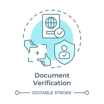 Document verification soft blue concept icon Stock Illustration