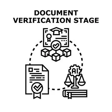 Document verification stage process with digital certification Stock Illustration