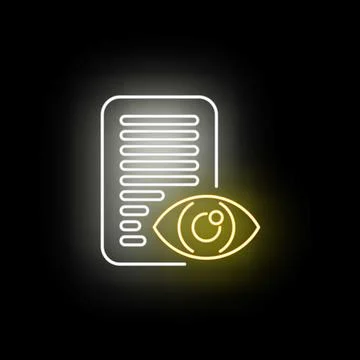 Document viewing neon icon representing data analysis Stock Illustration