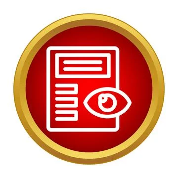 Document vision eye icon red button 스톡 일러스트