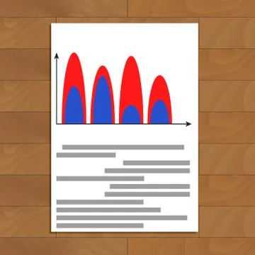 Document with wave color chart Stock Illustration