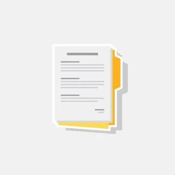Document - White Stroke+Shadow icon vector isolated. Stock Illustration